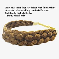 Toecwegr 5 Strands Synthetic Hair Braided Headband Hairpiece Classic Chunky Wide Plaited Braids Elasticmulti Color Headband Ladi