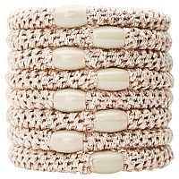 L Erickson Grab Go Pony Metallic Beige 8 Pack Ponytail Holder Hair Ties