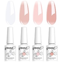 Vishine 4Pcs Jelly Nude Pink Milky White Rose Gel Nail Polish Set Sheer Clear Crystal Translucent French Manicure Gel Nail Polis