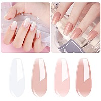 Vishine 4Pcs Jelly Nude Pink Milky White Rose Gel Nail Polish Set Sheer Clear Crystal Translucent French Manicure Gel Nail Polis