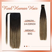 Ve Sunny Ponytail Extensions Ombre Human Hair Ponytail Extension Natural Black Ombre Dark Brown With Blonde Flexible Wrap Around