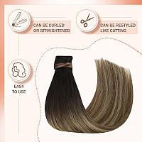 Ve Sunny Ponytail Extensions Ombre Human Hair Ponytail Extension Natural Black Ombre Dark Brown With Blonde Flexible Wrap Around