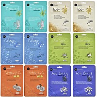 Celavi Essence Facial Face Mask Paper Sheet Korea Skin Care Moisturizing 12 Pack Mix 2 Of Each