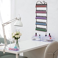 Erytlly Wall Mounted Nail Polish Rack Nail Polish Holder Stand Rectangle Nail Polish Storage Organizer Salon Nail Polish Shel