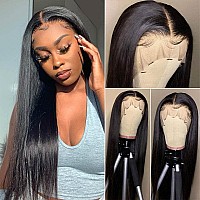 Foreverlove 13x6 Lace Front Wigs Human Hair Pre Plucked, Long Straight Brazilian Virgin Human Hair HD Lace Frontal Wigs for Black Women(14 Inch,13x6)