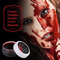 Meicoly Quality Updated Halloween Coagulated Blood30G106 Oz Fake Blood Gel With Black Stipple Spongefor Sfx Woundcutsclown