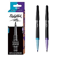 Bic Bodymark Temporary Tattoo Marker With Brush Tip New School Light Blue And Purple Pack Of 2 Markers