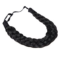 Toecwegr 5 Strands Synthetic Hair Braided Headband Hairpiece Classic Chunky Wide Plaited Braids Elasticmulti Color Headband Ladi