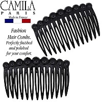 Camila Paris Cp28692 French Hair Side Comb Small Rounded Black French Twist Hair Combs Decorative Strong Hold Hair Clips For