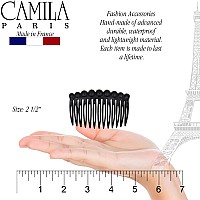 Camila Paris Cp28692 French Hair Side Comb Small Rounded Black French Twist Hair Combs Decorative Strong Hold Hair Clips For