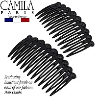 Camila Paris Cp28692 French Hair Side Comb Small Rounded Black French Twist Hair Combs Decorative Strong Hold Hair Clips For