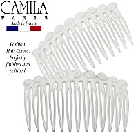 Camila Paris Cp29002 French Hair Side Comb Small Rounded White French Twist Hair Combs Decorative Strong Hold Hair Clips For