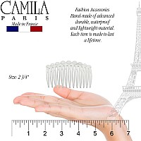 Camila Paris Cp29002 French Hair Side Comb Small Rounded White French Twist Hair Combs Decorative Strong Hold Hair Clips For