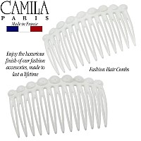 Camila Paris Cp29002 French Hair Side Comb Small Rounded White French Twist Hair Combs Decorative Strong Hold Hair Clips For