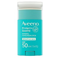 Aveeno Protect + Soothe Mineral Sunscreen Stick for Sensitive Skin with Broad Spectrum SPF 50, Water-Resistant Face & Body Sunscreen with Zinc Oxide & Oat, Fragrance-Free, Travel Size, 1.5 oz