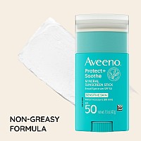 Aveeno Protect + Soothe Mineral Sunscreen Stick for Sensitive Skin with Broad Spectrum SPF 50, Water-Resistant Face & Body Sunscreen with Zinc Oxide & Oat, Fragrance-Free, Travel Size, 1.5 oz