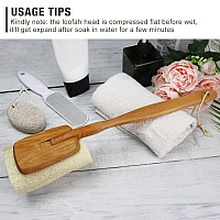 2 Pack Natural Exfoliating Loofah Luffa Loofa Bath Brush On A Stick Shower Sponge Back Scrubber With Long Wooden Handle For Men