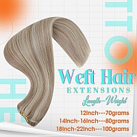 Hetto Blonde Hair Wefts Human Hair Dirty Blonde Highlights Sew in Human Hair Weft Extensions 12 Inch 70g Full Head Brazilian Sew in Weft Hair Extensions