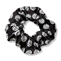 Volleyball Scrunchie, Volleyball Gift, Girls Volleyball Hair Accessories, Volleyball Premium Velvet No Crease Volleyball Hair Elastics Gift, Volleyball Stuff for Teens, Girls, Teams