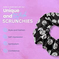 Volleyball Scrunchie, Volleyball Gift, Girls Volleyball Hair Accessories, Volleyball Premium Velvet No Crease Volleyball Hair Elastics Gift, Volleyball Stuff for Teens, Girls, Teams