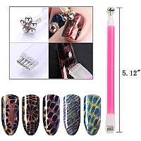 Silpecwee 6Pcs Nail Art Magnetic Pen Set 3D Cat Eye Design Dualended Magnet Wand Gel Nail Polish Magic Manicure Diysalon Tools