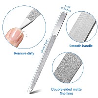 6 Pieces Diamond Nail File Stainless Steel Double Side Nail File Metal File Buffer Fingernails Toenails Manicure Files for Salon and Home (Silver, 7 Inch)