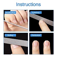 6 Pieces Diamond Nail File Stainless Steel Double Side Nail File Metal File Buffer Fingernails Toenails Manicure Files for Salon and Home (Silver, 7 Inch)