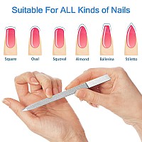 6 Pieces Diamond Nail File Stainless Steel Double Side Nail File Metal File Buffer Fingernails Toenails Manicure Files for Salon and Home (Silver, 7 Inch)