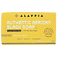 Alaffia Charcoal Reishi Authentic African Black Soap, 5 OZ