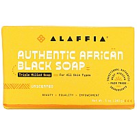 Alaffia Unscented Authentic African Black Soap, 5 OZ