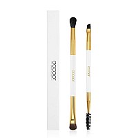 Docolor Duo Eyebrow Brush with Eyeshadow Brush,2 Piece Professional Angled Eye Brow Brush and Spoolie Brush with Eye Shadow Brush and Blending BrushWhitegolden