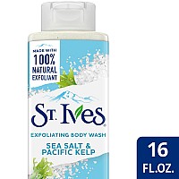 St. Ives Exfoliating Body Wash - Sea Salt & Pacific Kelp Scrub, Natural Body Wash, Body Soap, or Hand Soap with Plant-Based Exfoliants for Glowing Skin, 16 Ounces