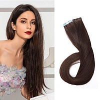 Benehair Remy Tape In Hair Extensions Human Hair Medium Brown Seamless Skin Weft Tape In Real Human Hair Extensions Straight Hai