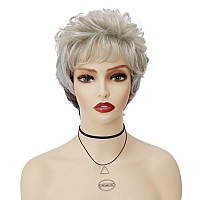 Gnimegil Short Grey Wig For White Women Silver Gray Curly Hair Wig Old Lady Costume Wig Grandma Wig Elderly Synthetic Wigs Mommy