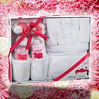 Luxury Home Spa Gift Basket With Pink Peony Scent Indulgent Ultra Soft Bathrobe Plush Slipper Spa Box For Women Complete B