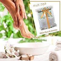 Home Spa Slippers Set Bath Gift Basket White Rose Jasmine Fragrance Contains Body Lotion And Shower Gel Plush Cozy Close