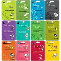 Celavi Essence Facial Sheet Face Mask Variety Set Classic Authentic Korean Moisturizing Skincare Variation 1 12 Count Pack Of