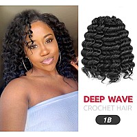 Toyotree Deep Twist Crochet Hair 10 Inch 8 Packs Natural Black Short Curly Deep Wave Crochet Hair Synthetic Ocean Wave Braidi