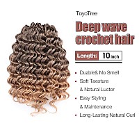 Toyotree Deep Twist Crochet Hair 10 Inch 8 Packs Ombre Blonde Short Curly Deep Wave Crochet Hair Synthetic Ocean Wave Braidin