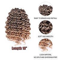 Toyotree Deep Twist Crochet Hair 10 Inch 8 Packs Ombre Blonde Short Curly Deep Wave Crochet Hair Synthetic Ocean Wave Braidin