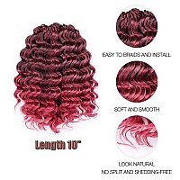 Toyotree Deep Twist Crochet Hair 10 Inch 8 Packs Ombre Burgundy Short Curly Deep Wave Crochet Hair Synthetic Ocean Wave Braid