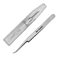 MsQueen Eyelash Extension Tweezers,Professional curved Pointed Isolation Tweezers for classic Individual Volume Mink Lash Extensions