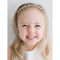 Sweetv Gold Baby Girl Headband Flower Girl Headpiece Princess Crystal Wedding Hair Accessories For Birthday Party Photography