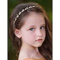 Sweetv Gold Baby Girl Headband Flower Girl Headpiece Princess Crystal Wedding Hair Accessories For Birthday Party Photography