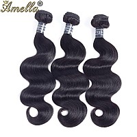 Amella Hair Brazilian Virgin Hair Body Wave 3 Bundles with Lace Frontal Closure (18 20 22 +18 Frontal)13x4 Ear to Ear 8A Grade Unprocessed Human Hair Bundles with Lace Frontal