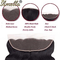 Amella Hair Brazilian Virgin Hair Body Wave 3 Bundles with Lace Frontal Closure (18 20 22 +18 Frontal)13x4 Ear to Ear 8A Grade Unprocessed Human Hair Bundles with Lace Frontal