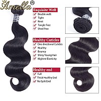 Amella Hair Brazilian Virgin Hair Body Wave 3 Bundles with Lace Frontal Closure (18 20 22 +18 Frontal)13x4 Ear to Ear 8A Grade Unprocessed Human Hair Bundles with Lace Frontal