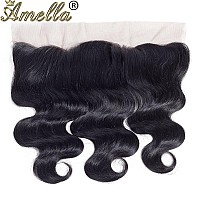 Amella Hair Brazilian Virgin Hair Body Wave 3 Bundles with Lace Frontal Closure (18 20 22 +18 Frontal)13x4 Ear to Ear 8A Grade Unprocessed Human Hair Bundles with Lace Frontal