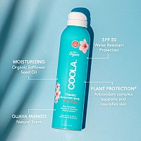 COOLA Organic Sunscreen SPF 50 Sunblock Spray, Dermatologist Tested Skin Care For Daily Protection, Vegan And Gluten Free, Guava Mango, 6 Fl Oz