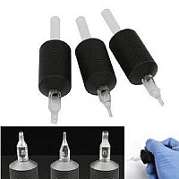 Bisibita2 Vortex 125Inch Soft Silicone Black Disposable Tattoo Tube Grips With Clear Long Tips 15Pcs 9D